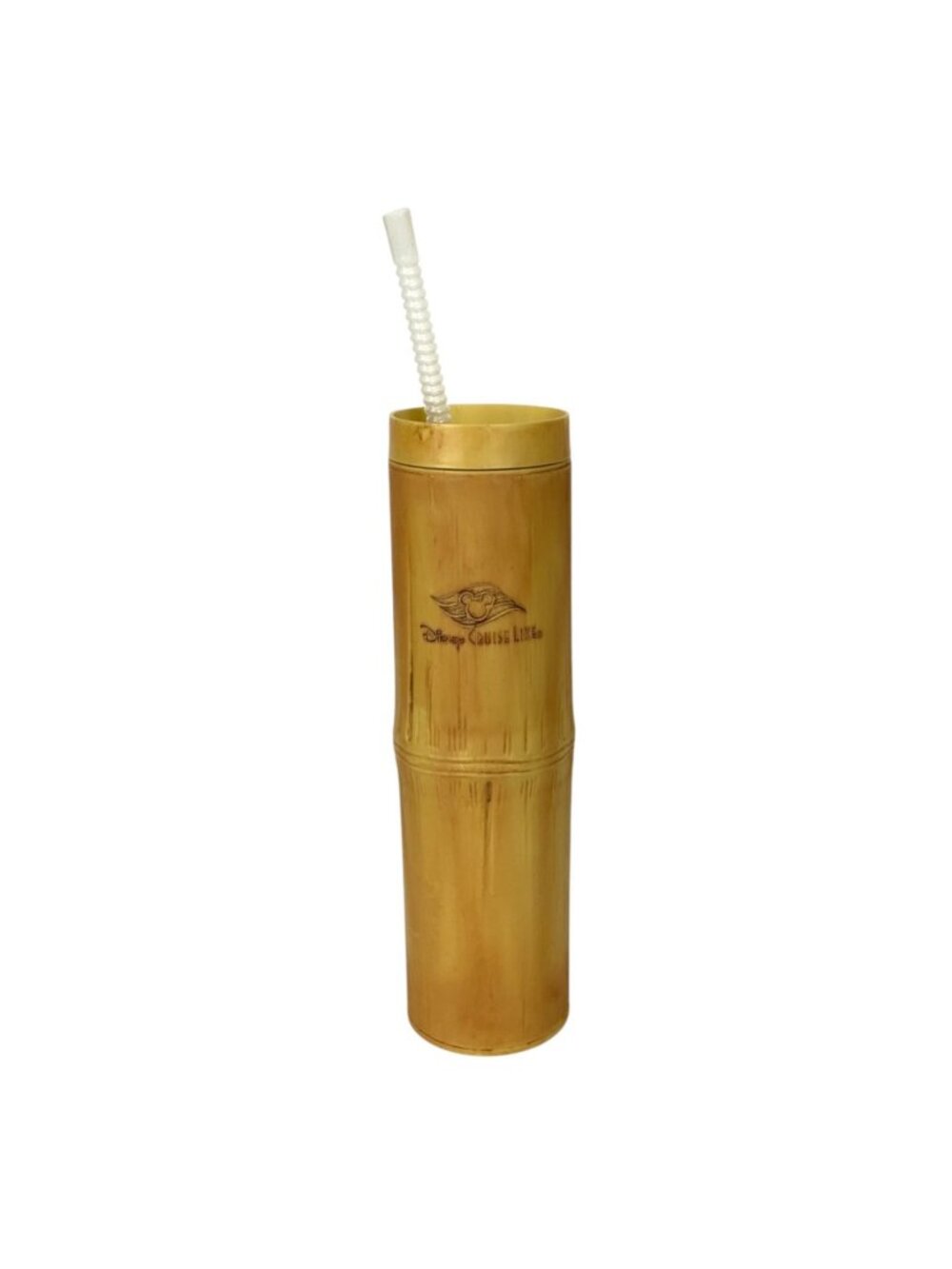 Disney Cruise Line Bamboo Style Reusable Tumbler With Straw Castaway Cay Tiki